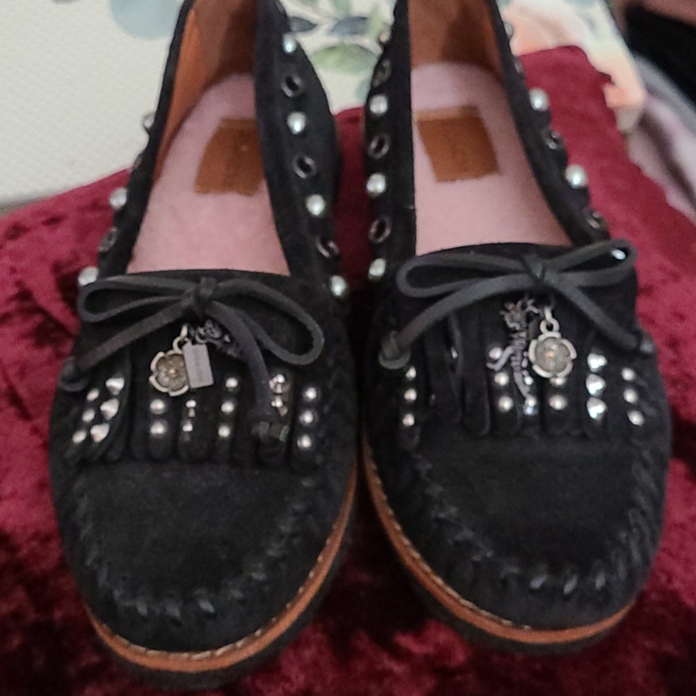 COACH REXY ROCCASIN EMBELLISHED MOCCASIN FLATS